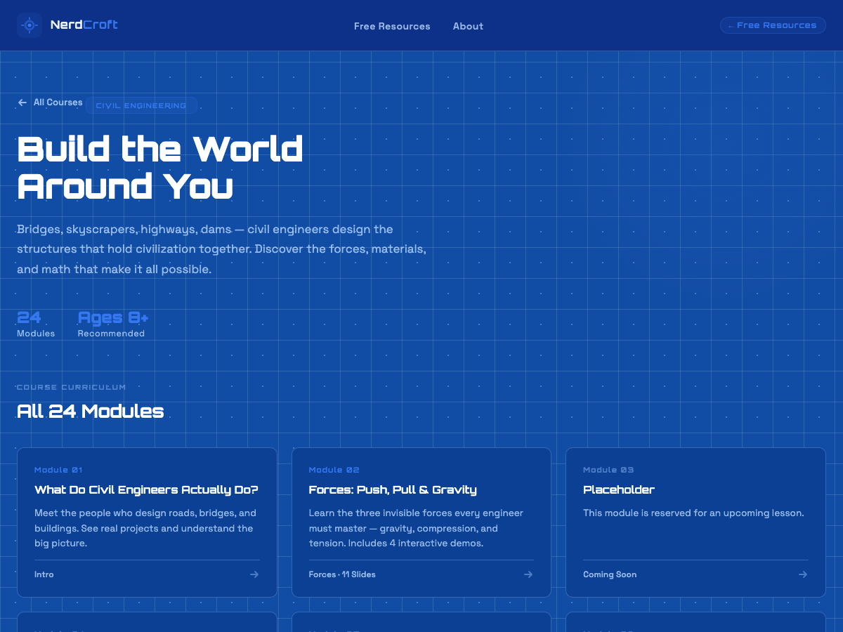 Civil Engineering for Kids — interactive course screenshot