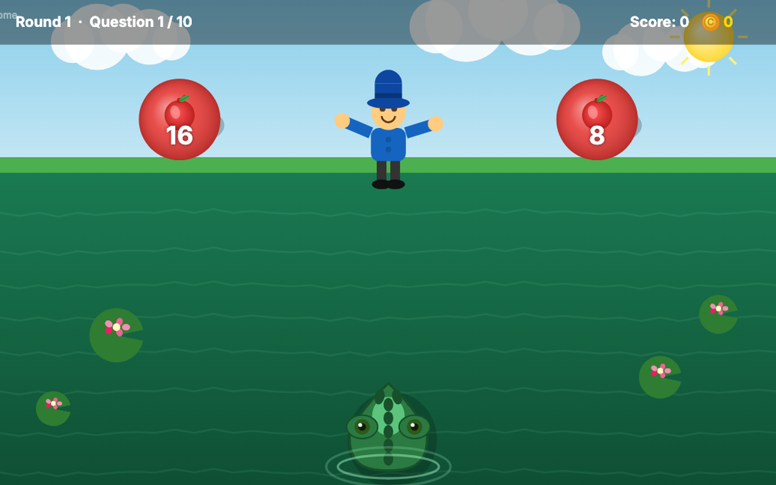 Hungry Alligator comparing numbers game screenshot
