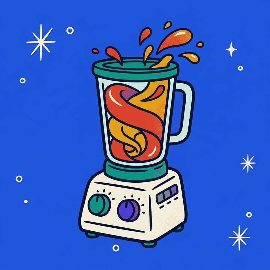 Blend Bar: a blender whipping two colors together.