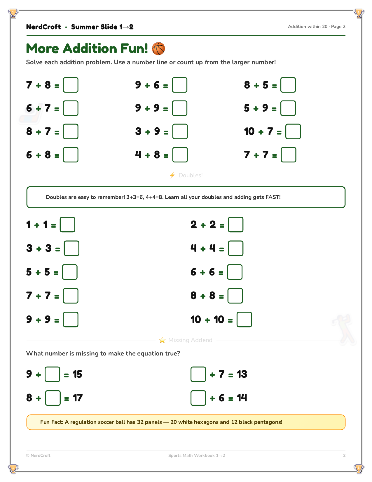 Grade 1–2 Sports workbook page 3