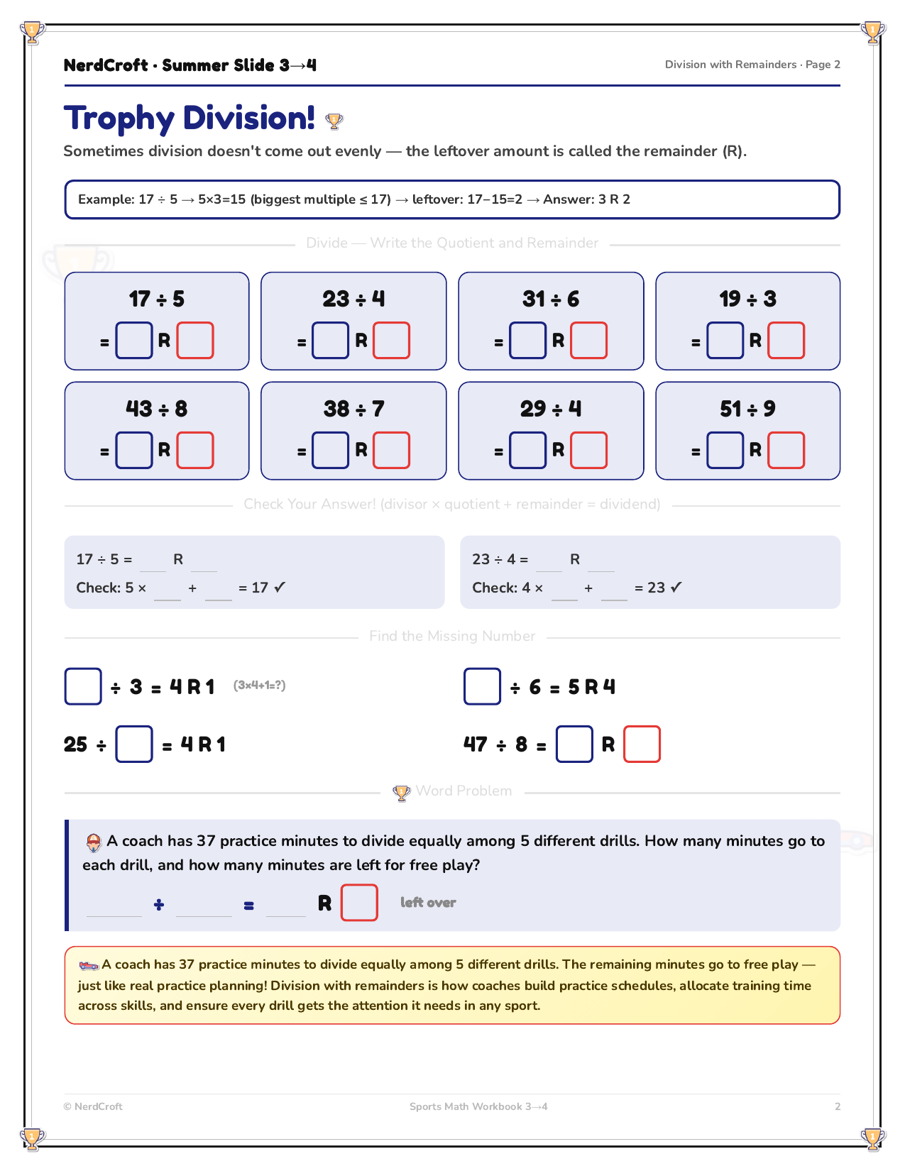 Grade 3–4 Sports workbook page 3